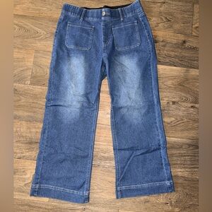 Blue Denim Wide-Leg Light Weight Jeans w stretchy waist band